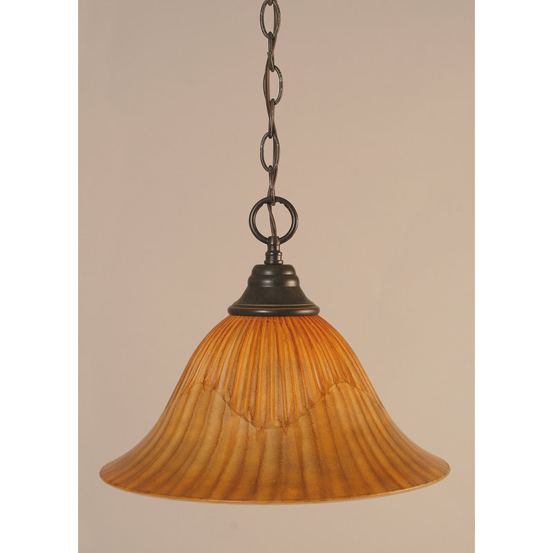 Luminaire suspendu à chaîne avec verre tigré 14 po, Granit foncé