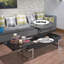 Table basse ultrabrillante avec finition chromée et plateau relevable