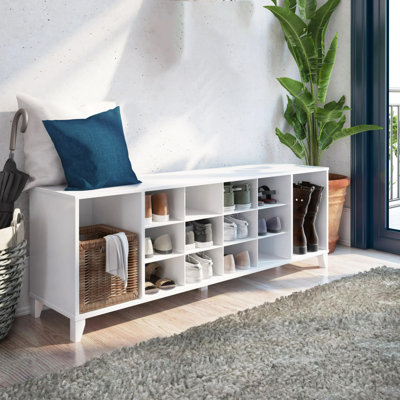 Entryway 14 Pair Shoe Storage Bench
