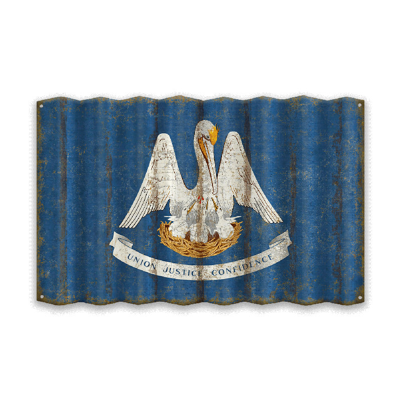 Retro State Pride: Distressed Aluminum State Flag Wall Décor, Louisiana