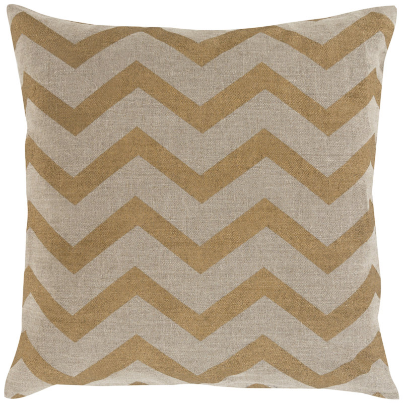 Stamped Chevron Throw Pillow, Metallic/Brown, 22" H x 22" W x 0.25" D, No Fill