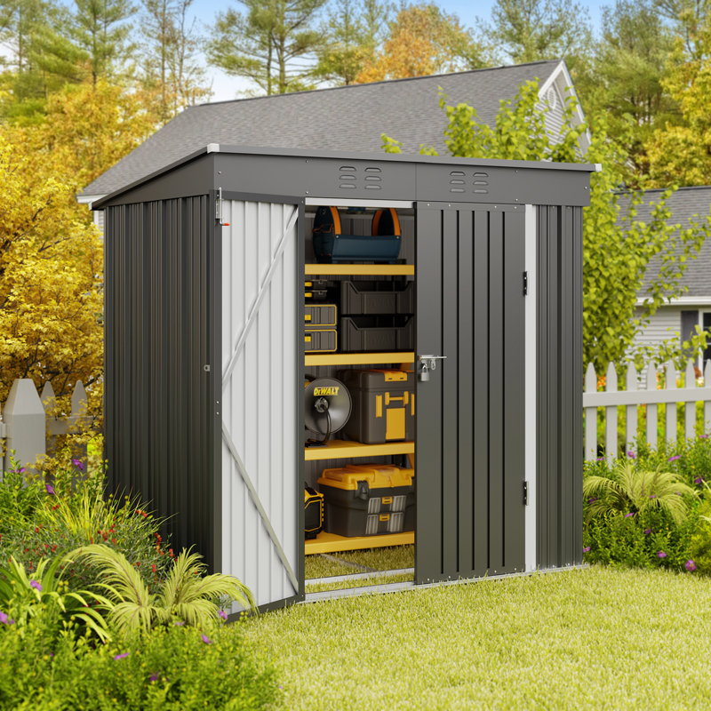 6 ft. W x 4 ft. D Vertical Storage Shed, Gray