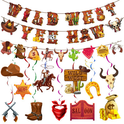 Western Cowboy Party Supplies, 13pcs Cowboy Theme Party Decorations Set
