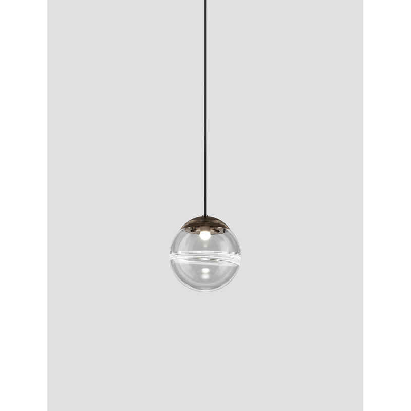 Oro 1 - Light Pendant, Matte Steel, Crystal Transparent, 85" H x 6" W x 6" D