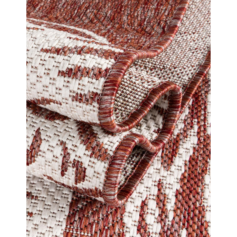 Tapis contemporain rouille et ivoire Ayton, Rectangle 10 pi x 14 pi 1 po