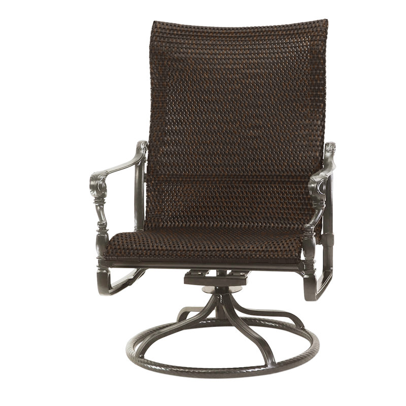 Grand Terrace Woven High Back Swivel Rocking Lounge Chair, Vintage, Chestnut