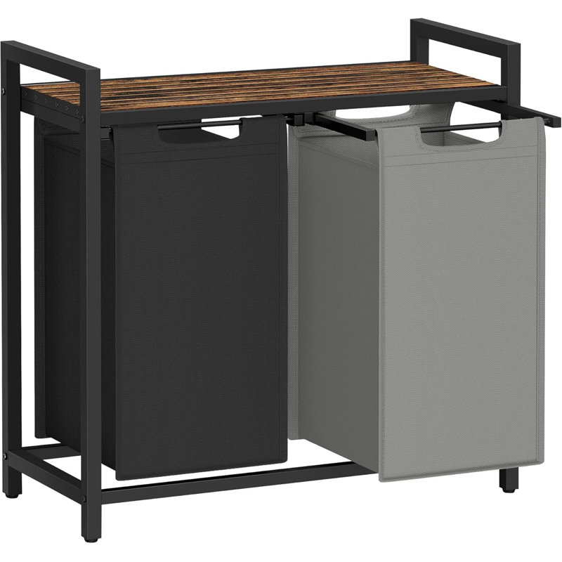 Laundry Sorter, Rustic Brown/Black/Light Grey
