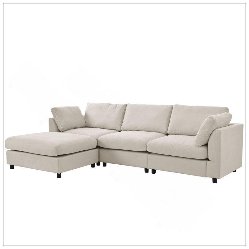 Canapé modulaire convertible Upholstery, canapé en L avec méridienne réversible, Beige