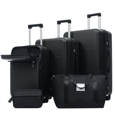 Hardside Luggage Set 5 Piece with Bags,20IN Half-opening Carry on Luggage with USB Port, Expandable 24IN 28IN Luggage with Double Spinner Wheels TSA Lock