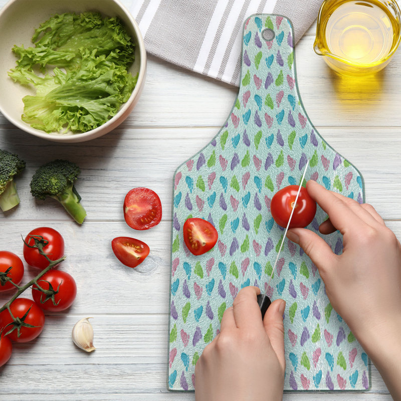 Multicolor Footprints Pattern Tempered Glass Cutting Board