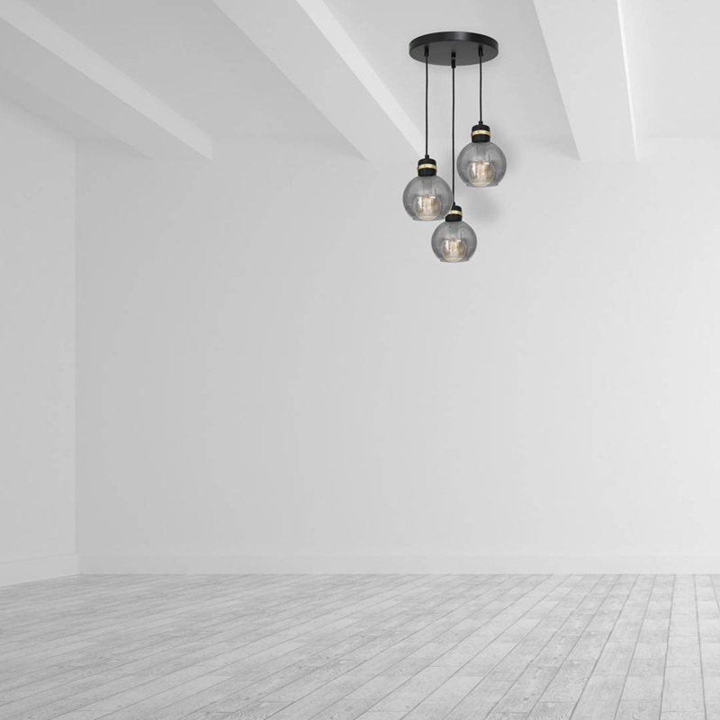 Valletta 3 - Light Black/Gold Sphere Pendant