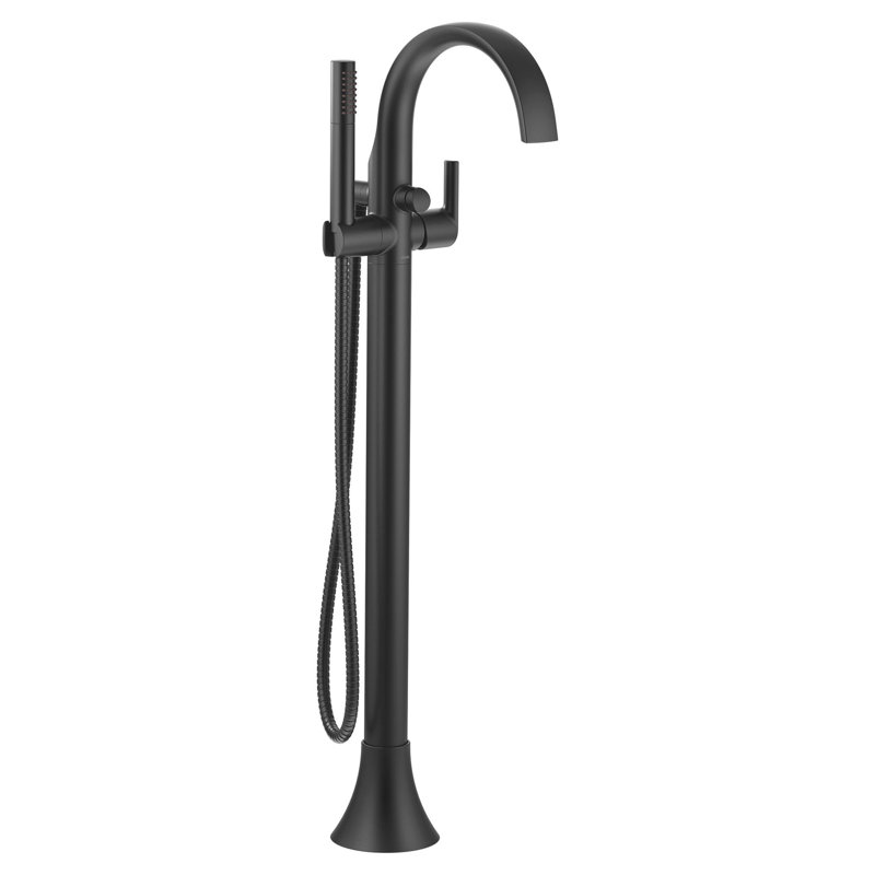Robinet de baignoire autoportant à fixation au sol à poignée simple Moen Doux, Noir mat