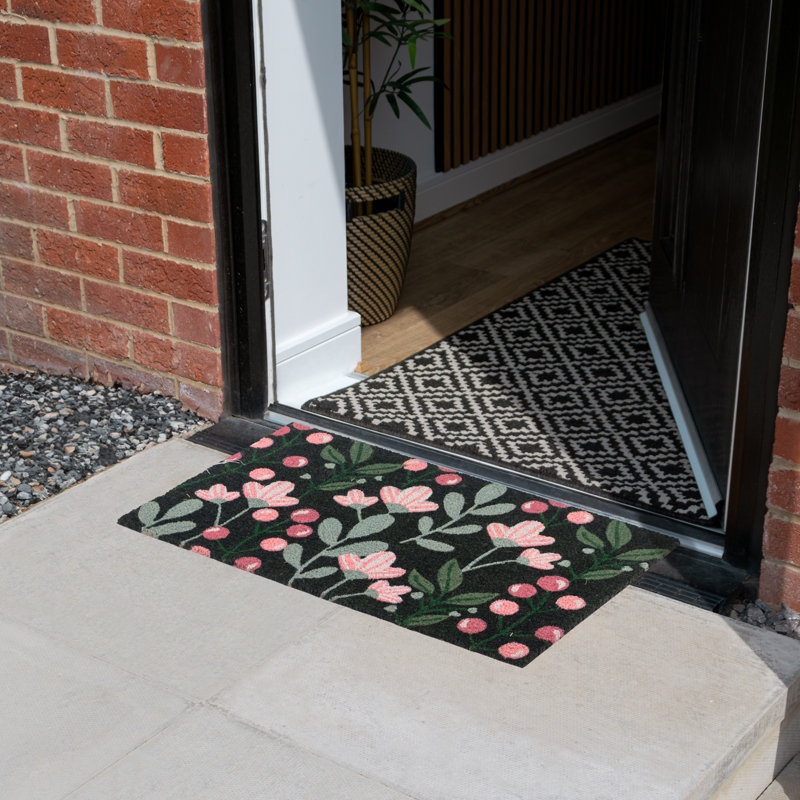 Latex Backed Eco-Friendly Coir Doormat Floral - 45x75cm approx.