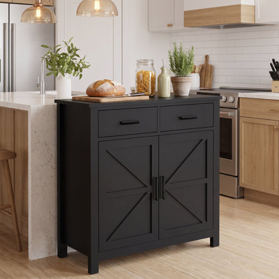 Armoire de cuisine de 31,5 po de largeur, armoire de rangement style ferme moderne, armoire-bar de cuisine avec 2 tiroirs et 2 portes de rangement, armoire autoportante pour cuisine, salle à manger, entrée, bureau à domicile
