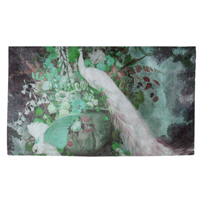 Tapis vert/gris peacock avec fleurs Maciel
