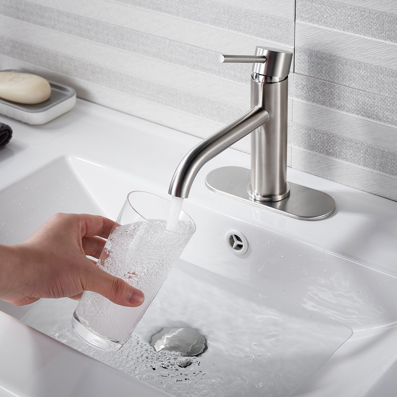 Bathroom Faucet Single Handle Basin Sink Luxury Bathroom Single Hole With Pop Up Sink Drain Assembly And Water Faucet Supply Lines Deck Plate