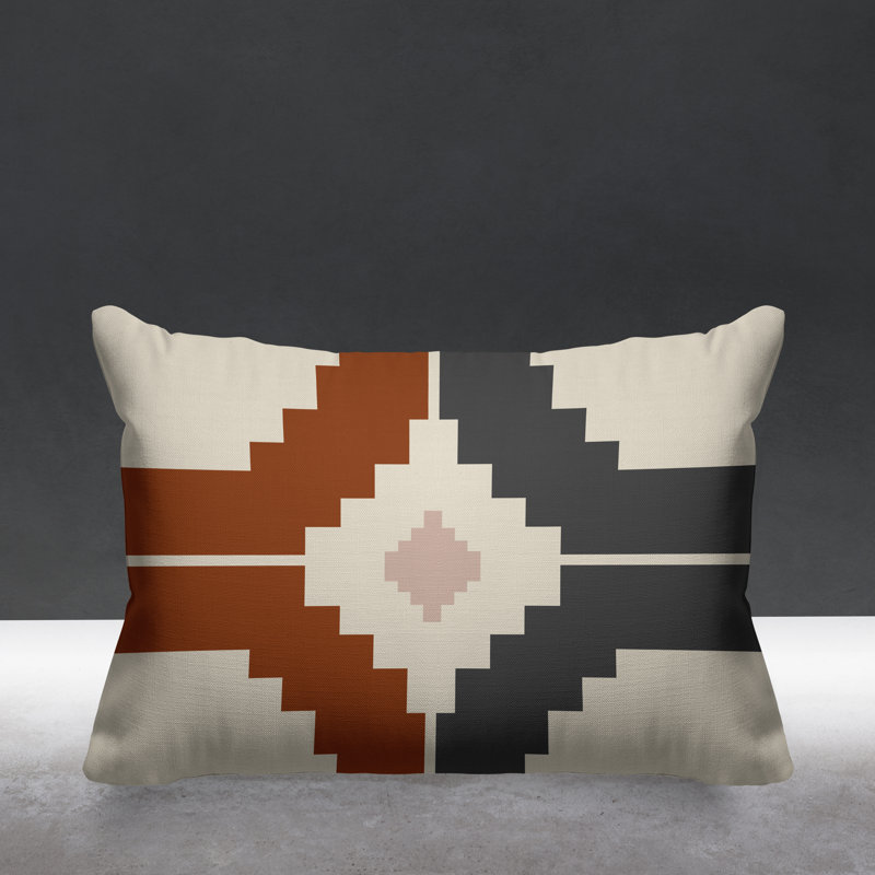 Coussin intérieur / extérieur Kele Southwestern, Orange brûlé