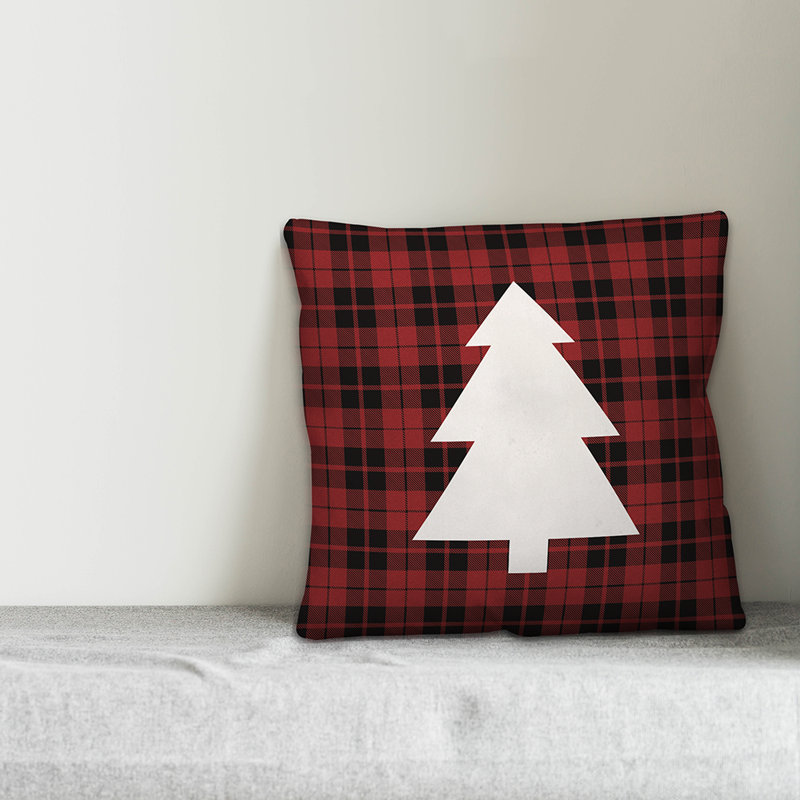 Plaid Pillow Cover, 16" x 16", Polyester/Polyfill