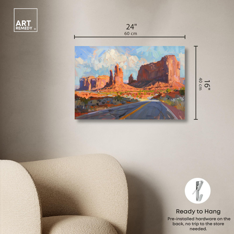 Canyon Roads Landscape Wrapped Canvas Art in Vibrant Colors