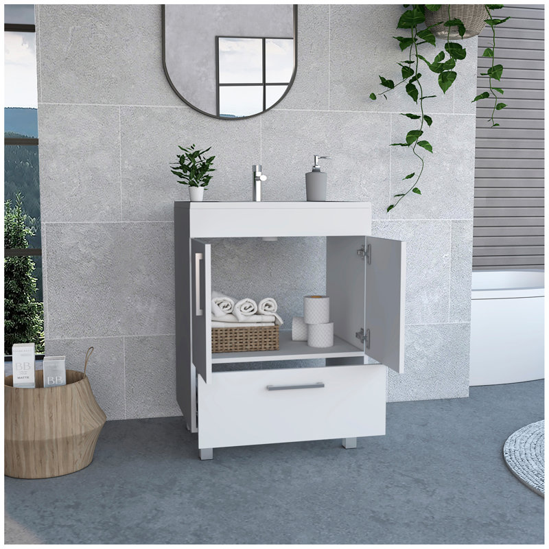 White 2-Door Rectangle Single Bathroom Vanity