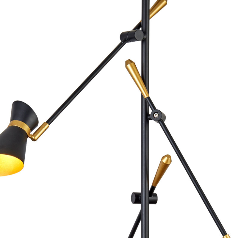 Colin 3-Light Cluster Chandelier, Matt Black/Gold