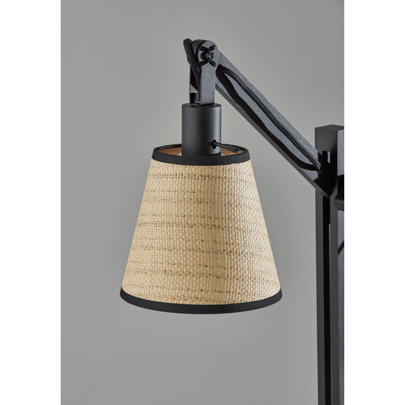 Lampe de bureau en bois massif Mansour, Noir