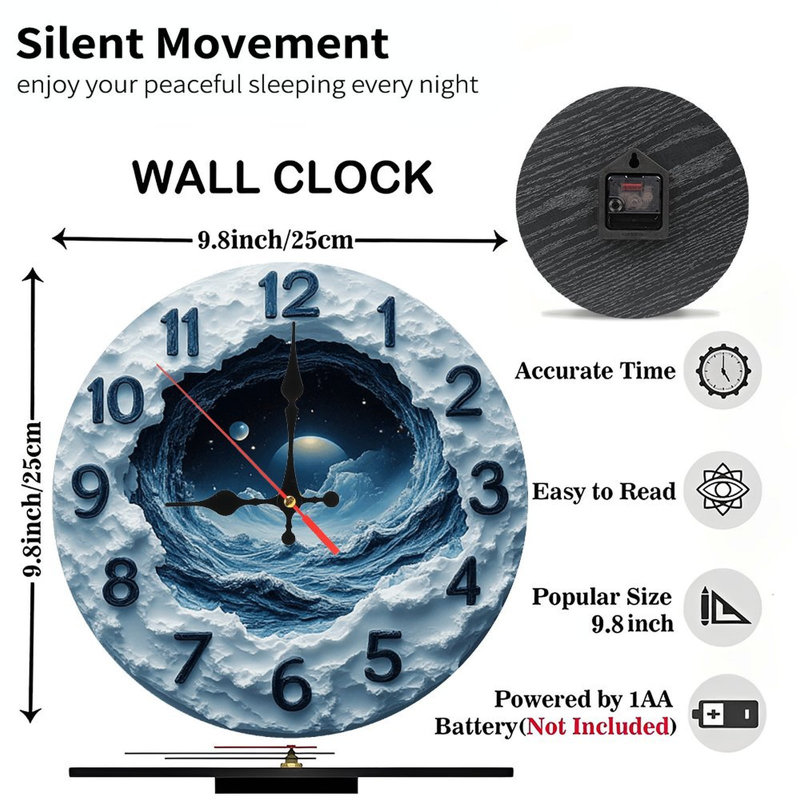 Ocean Waves Space Planet Clock Wall Decor