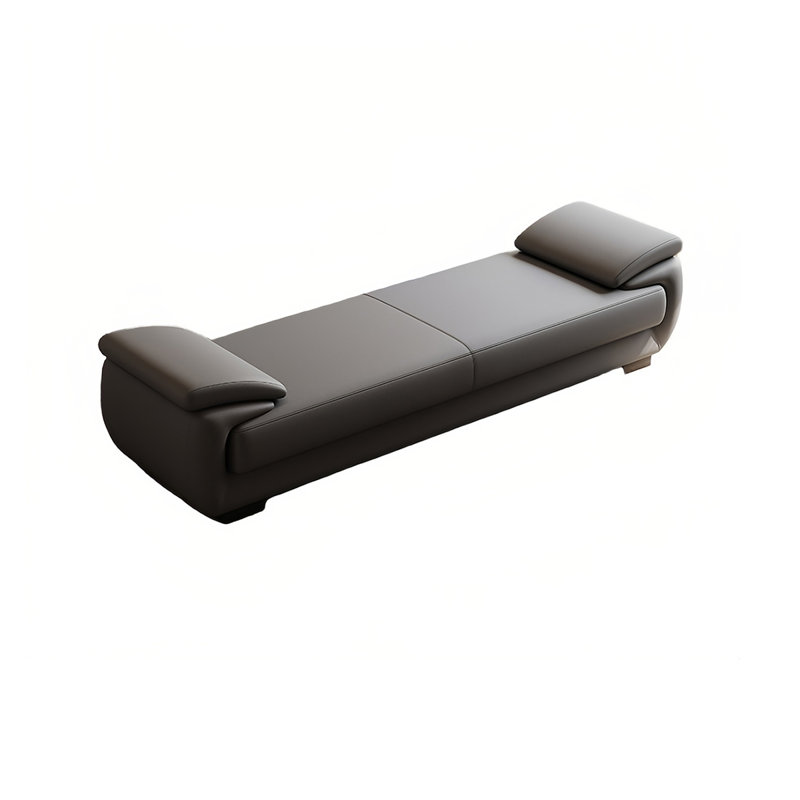 Banc rembourré en cuir véritable Minesha, Gris