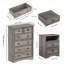 L'ensemble de chambre à coucher de style campagne moderne 4 pièces comprend une commode à 10 tiroirs, une commode haute à 6 tiroirs et 2 tables de chevet, gris