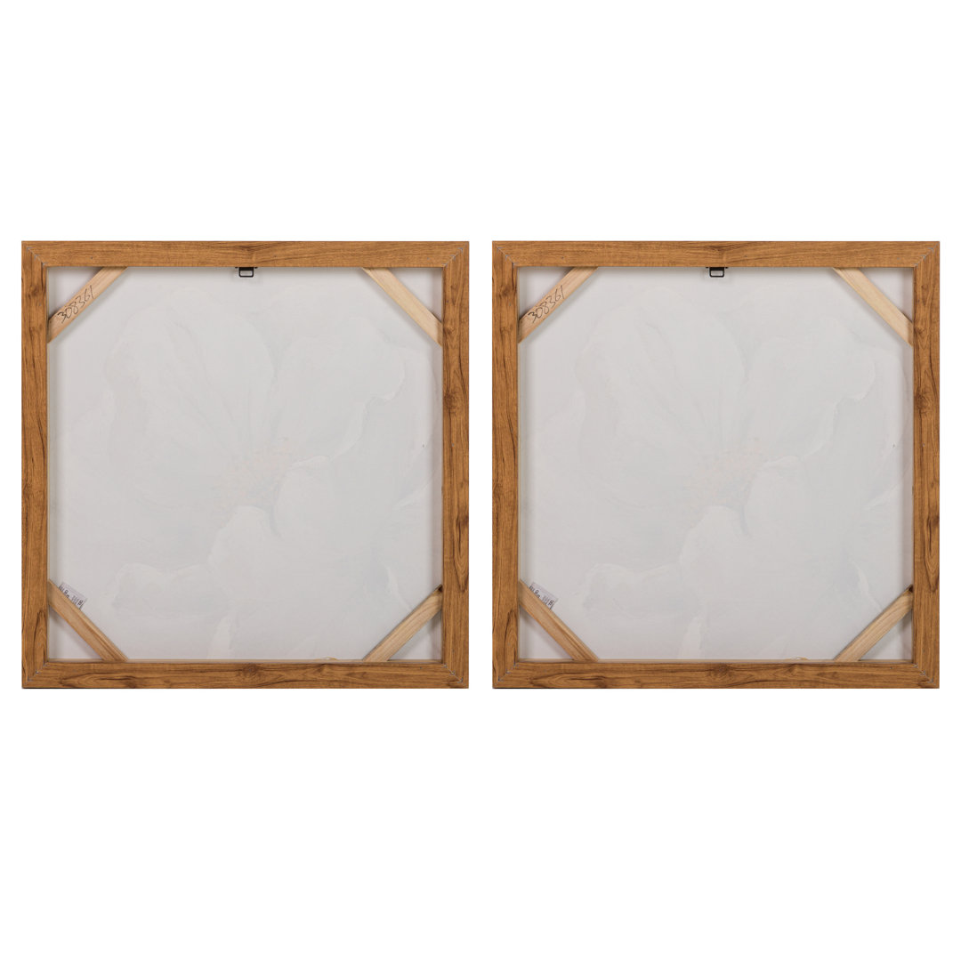 Flowers 80% Hand Painted Set 2 Canvas 60X4X60 Cm - 2 Piece Wrapped Canvas Print Set