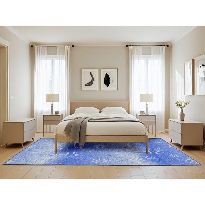 Tapis de zone bleue à motifs, Rectangle 5 pi x 8 pi