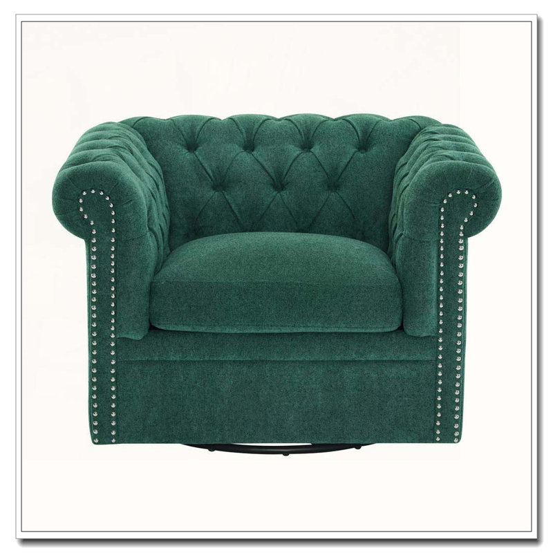 Fauteuil club pivotant Chesterfield, Vert foncé