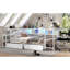 Cadre de lit d'angle avec bibliothèque et 2 tiroirs de rangement sous le lit, lit moderne avec lumière DEL et station de charge, interchangeable gauche et droite, blanc-108446228
