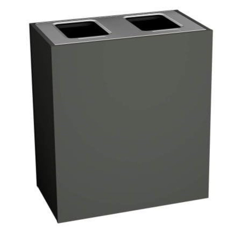 Poubelle de recyclage et de poubelle Sturdy Essentials Stratus Series de style moderne avec finition gris ardoise, double bac avec deux ouvertures complètes pour les déchets