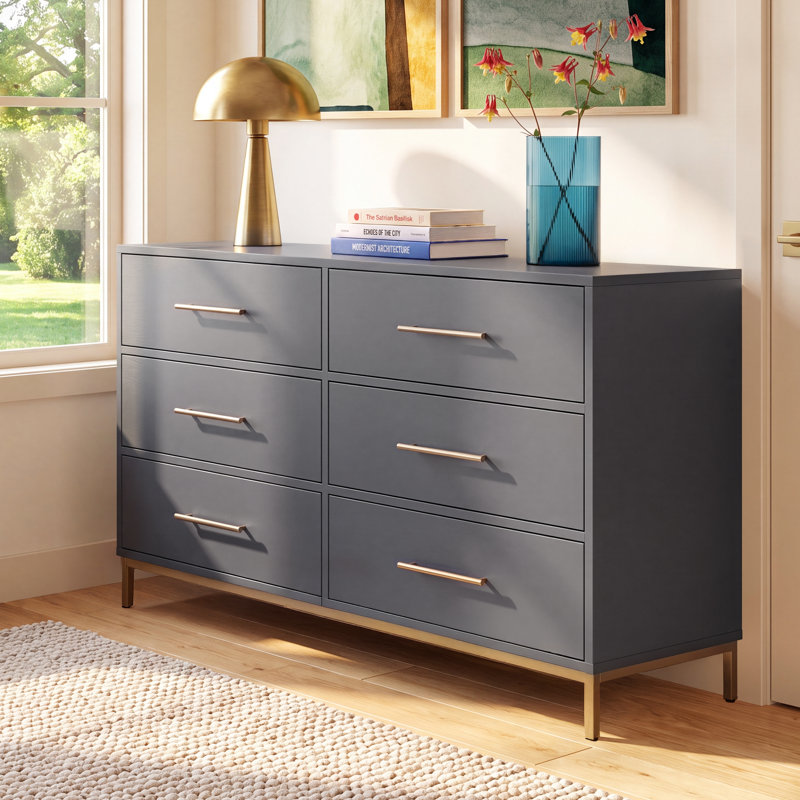 Marino 6 - Drawer Dresser, Slate Grey