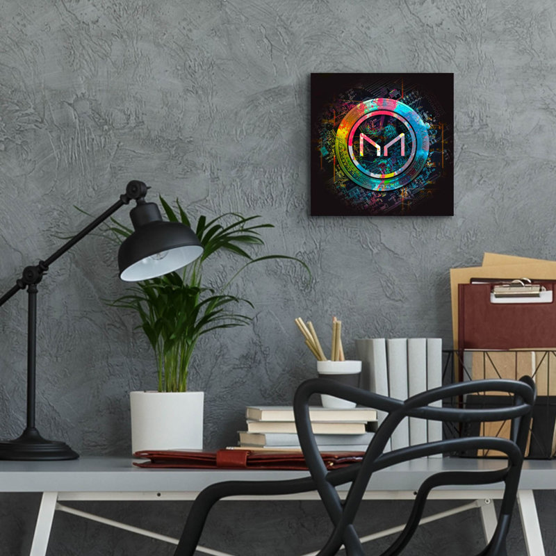 Art mural en verre acrylique «Crypto Power», 24 po x 24 po, H 12 po x l 12 po x P 0,13 po