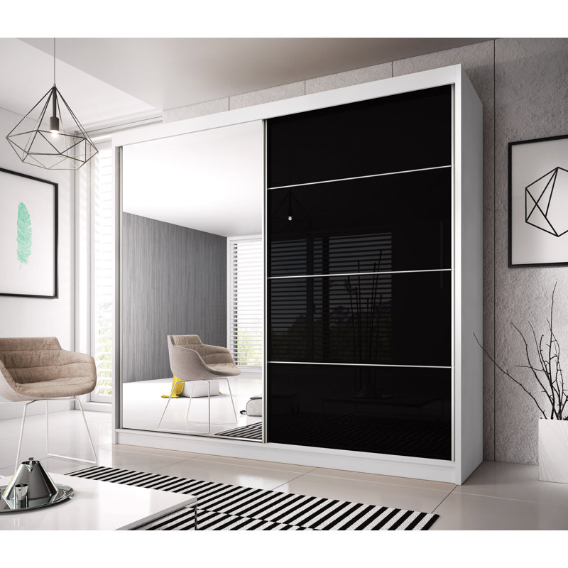 Gulledge 2 Door Manufactured Wood Wardrobe, White, 218cm H x 223cm W x 61cm D