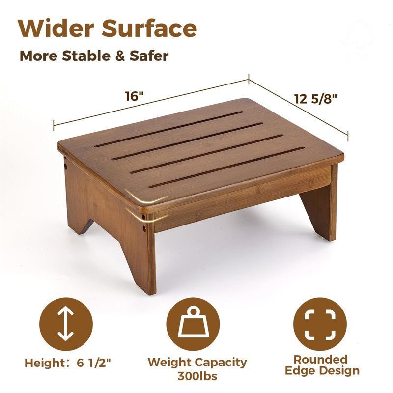 Burmeister Manufactured Wood Step Stool, Walnut