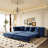 89" Velvet Upholstered Chesterfield Sofa King-Size Pull-Out Sofa Bed, Convertible Sleeper Couch with 4 Pillows, Blue-1286770926