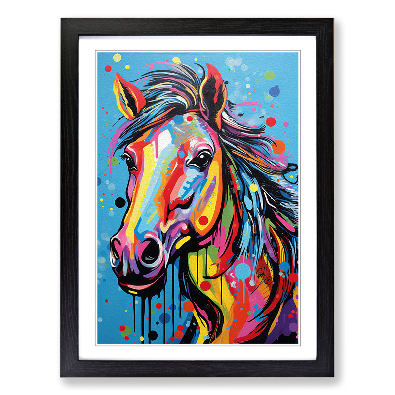 XYZ-FRM-V1223-5252 Pony Pop No.2 - Single Picture Frame Print on Wood, Black, 34cm H x 25cm W x 2cm D