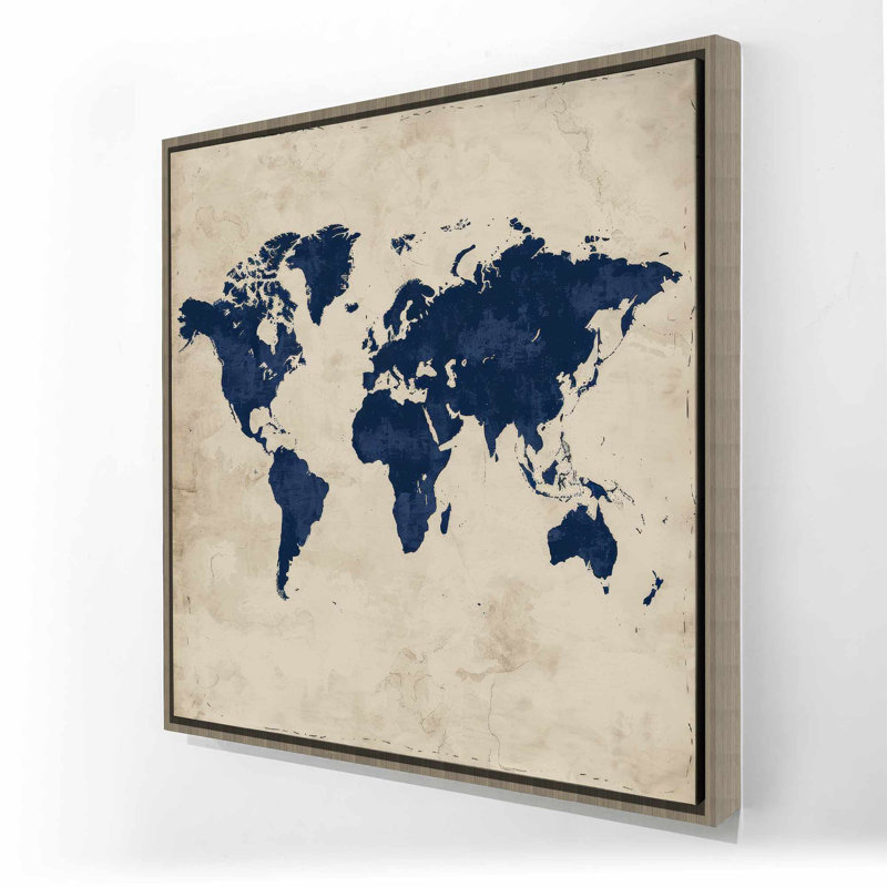 Toile bleue encadrée beige terre pour une décoration intérieure élégante