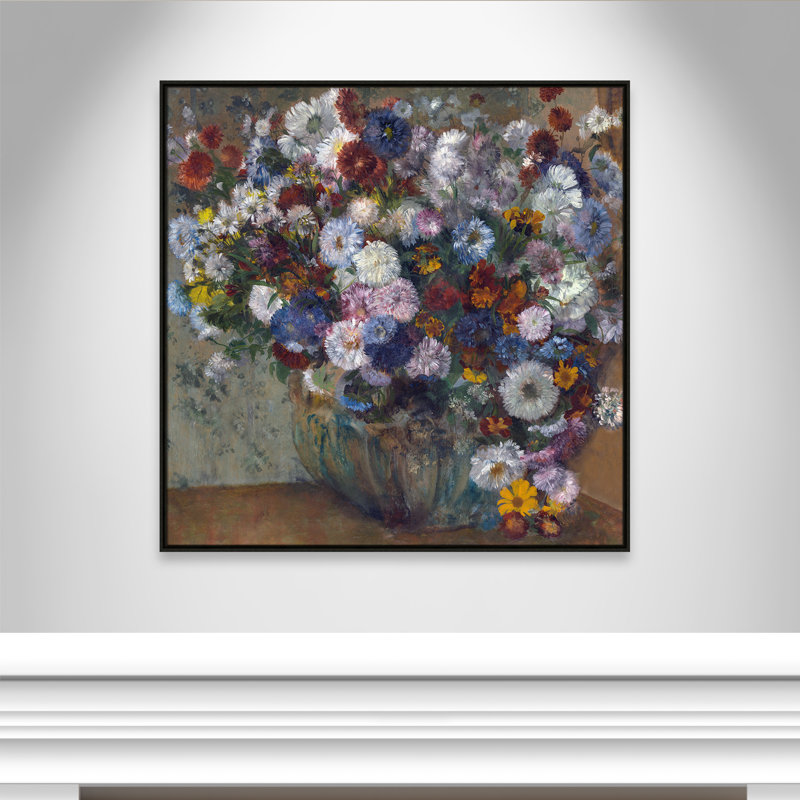 «A Vase of Flowers» par Edgar Degas, Toile encadrée flottante espresso, Pas de tapis, H 41,5 po x l 41,5 po x P 2 po