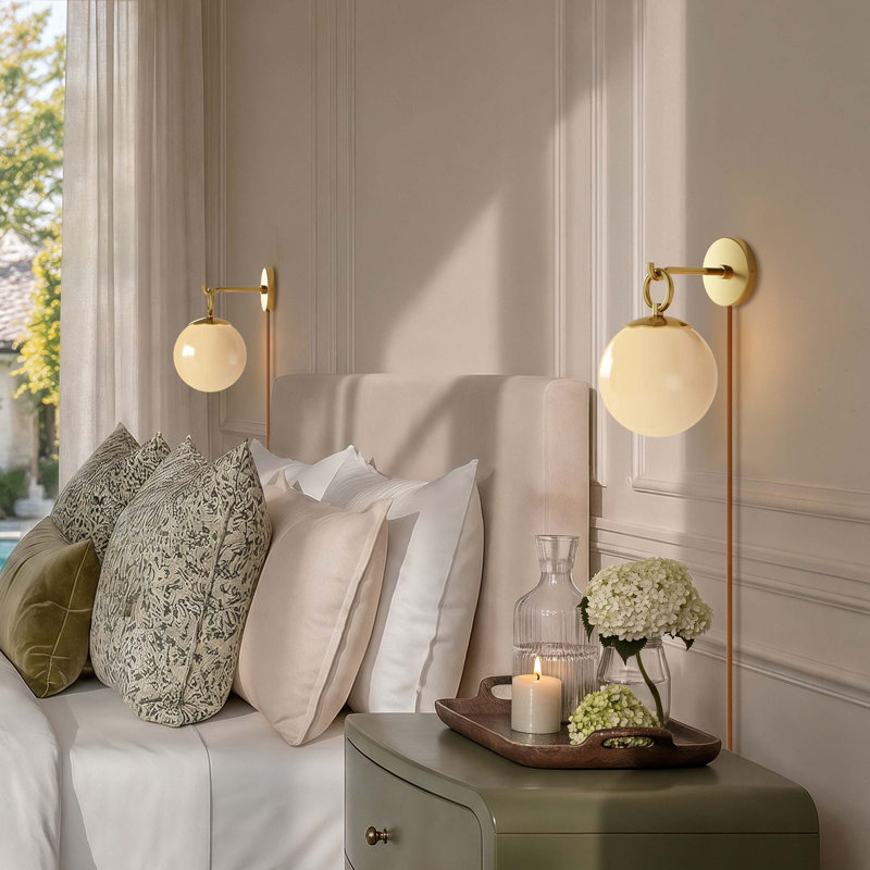 Applique en forme de globe perle - Lampes en métal et verre pour le salon, le couloir et la salle de bain