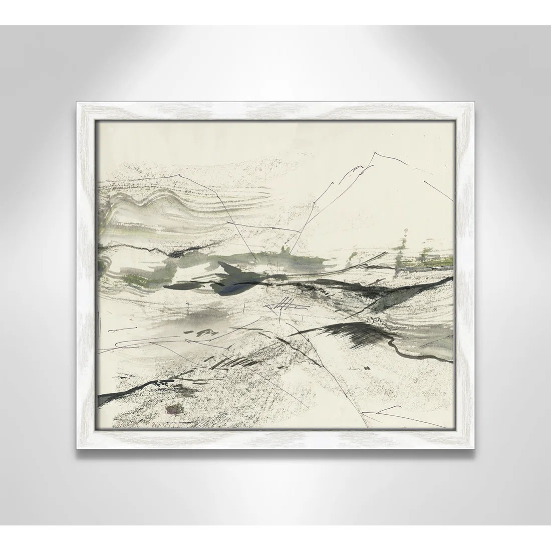 Green Sketches Print by PI Studio, No Mat, White Slim Picture Framed, 13" H x 15" W x 0.75" D