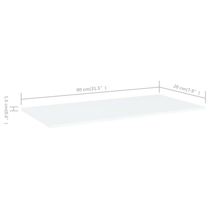Tablettes pour bibliothèque 8 pièces en bois d'ingénierie, Blanc, (8 tablettes) H 0,59 po x l 15,75 po x P 11,81 po
