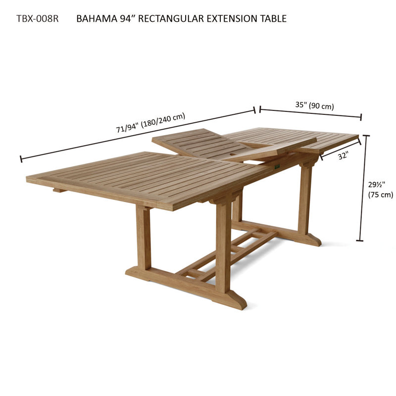 TABLE DE RALLONGE BATHAM 94 ", H 29 po x l 36 po x P 94 po