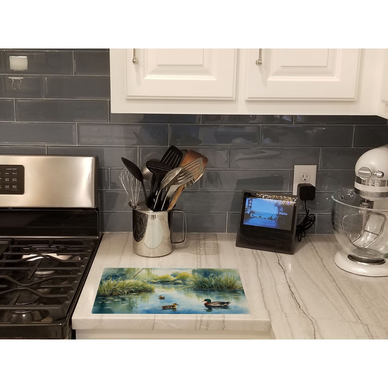 Ducks by the Pond Glass Cutting Board