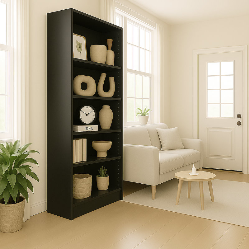 5-tier Bookshelves Storage Cabinet Black