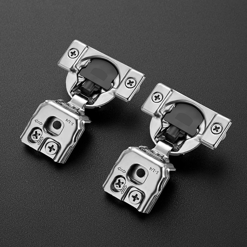 Silver and Black Soft Close Overlay Cabinet Hinges Set