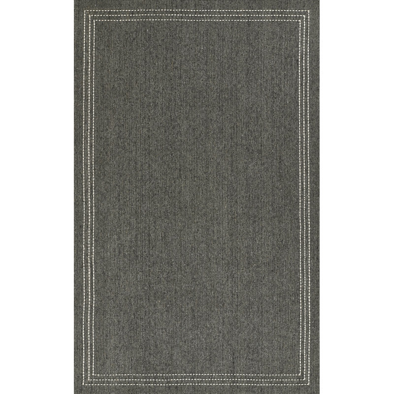 Tapis gris anthracite en laine et polyester tissé à la main Momeni Oliver, Rectangle de 5 pi x 8 pi